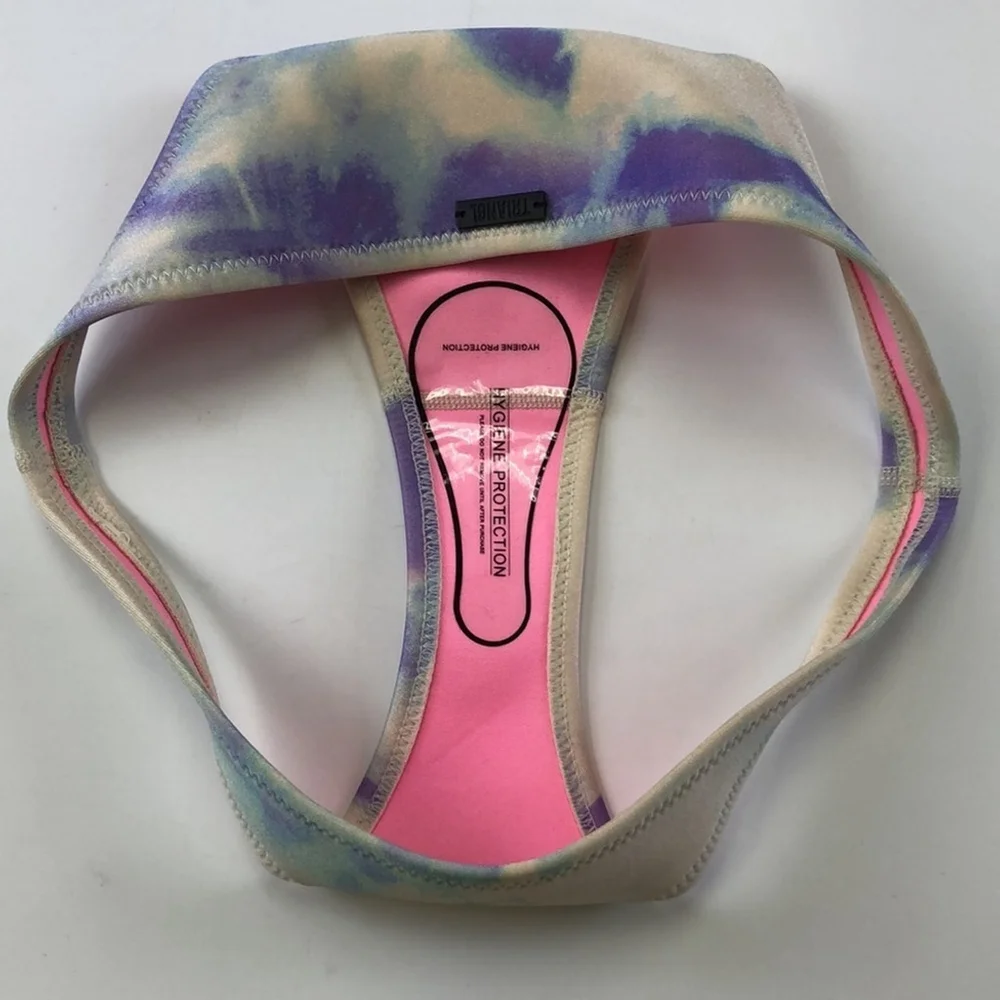 Triangl Women's Neoprene Bathing Suit Bikini Purple Blue Bibi Luna Tie Dye Small